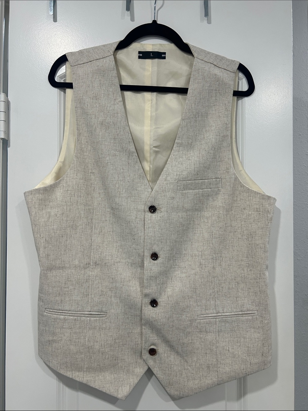 Amazon Men's Light Beige Vest - Tailored Button-Front Waistcoat